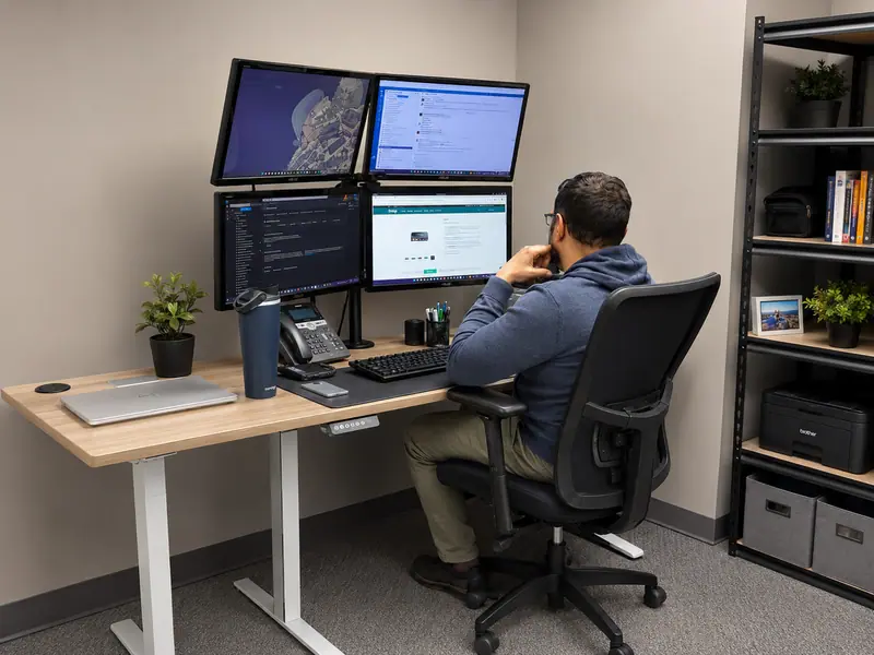 Technician reviewing security dashboards