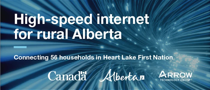 High-speed internet for rural Alberta. Connecting 56 households in Heart Lake First Nation. Government of Canada, Government of Alberta and Arrow Technology Group.